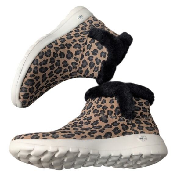 Skechers On-The-Go Joy Suede Ankle Boots “Snow Kitty” Leopard Sz 9 EUC - Picture 2 of 5